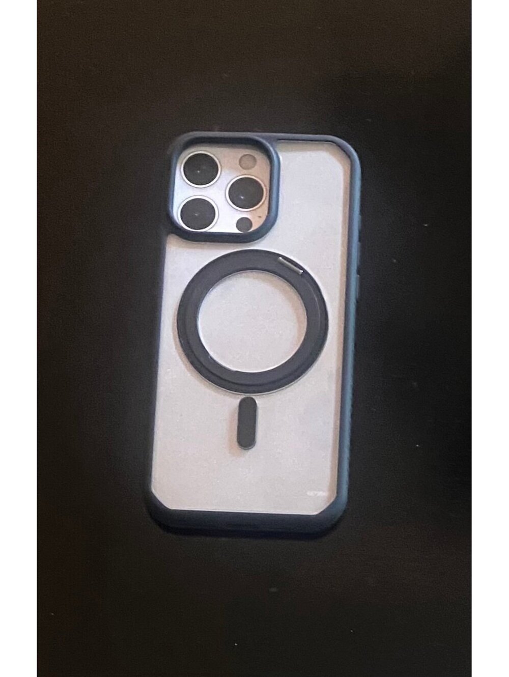 Onn Case with Ring Stand for iPhone 16 Pro Max Black/Clear